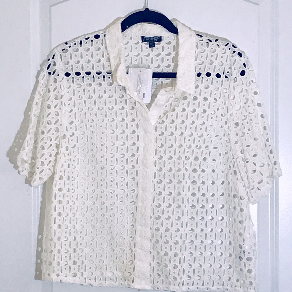 Topshop White Lace Top